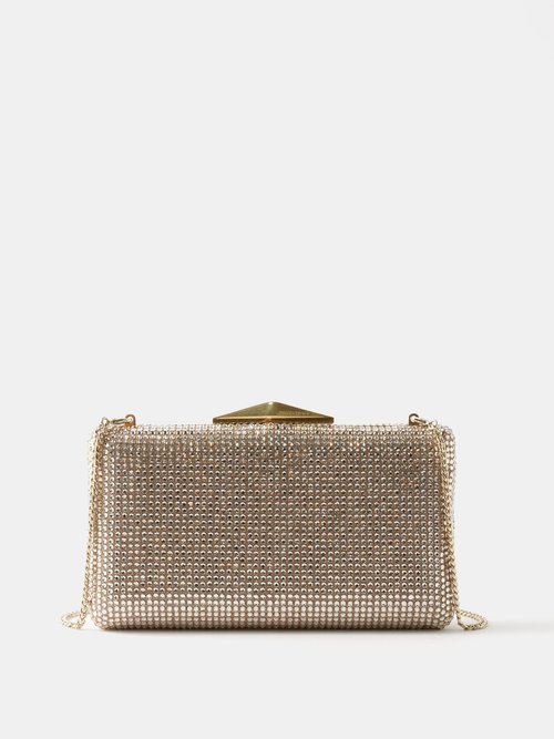 Jimmy Choo - Clemmie Crystal-embellished Leather Clutch Bag - Womens - Gold