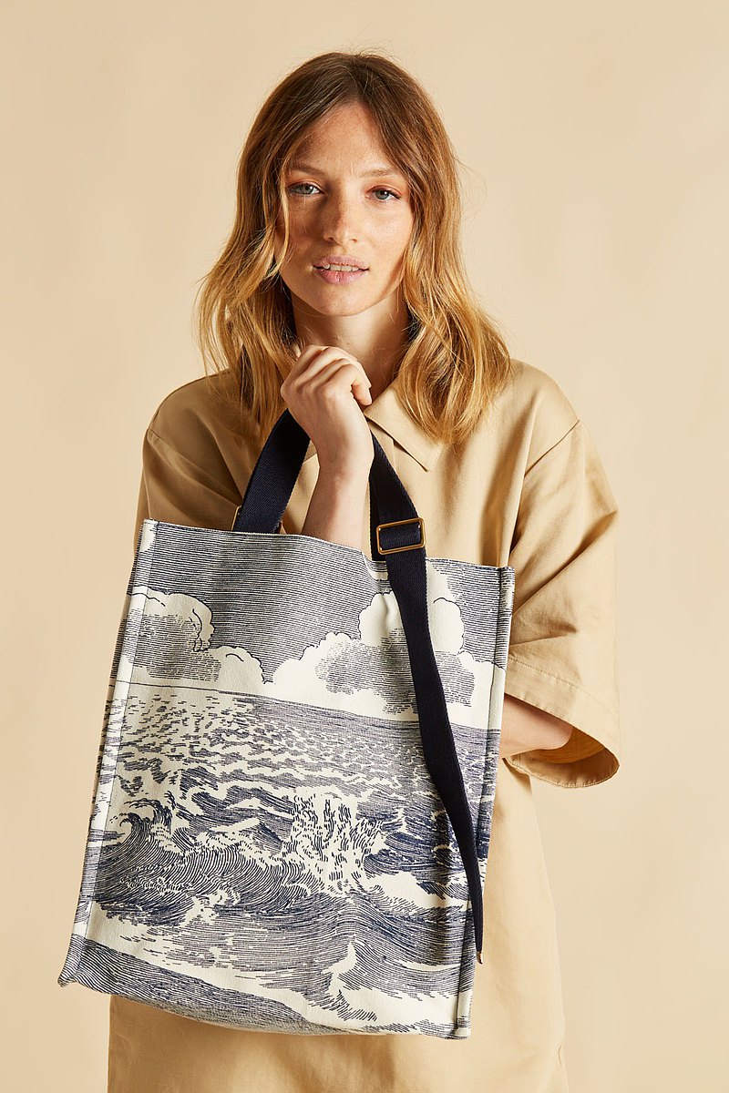 INOUI EDITIONS| LA MER直式托特包 |純棉帆布包 |白 |母親節禮