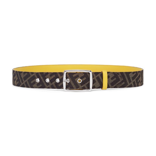 This FF canvas belt is designed by Fendi. Covered in the signature double F, this accessory is perfe