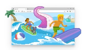 Edge瀏覽器推出內建遊戲「網路衝浪」，3種遊戲模式、支援手把、離線也能玩