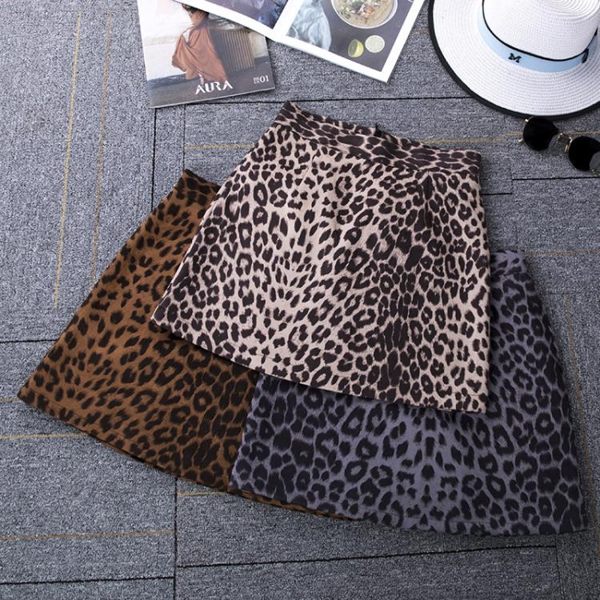 ins超火高腰豹紋半身裙女新款春秋冬麂皮絨chic短裙包臀a字裙