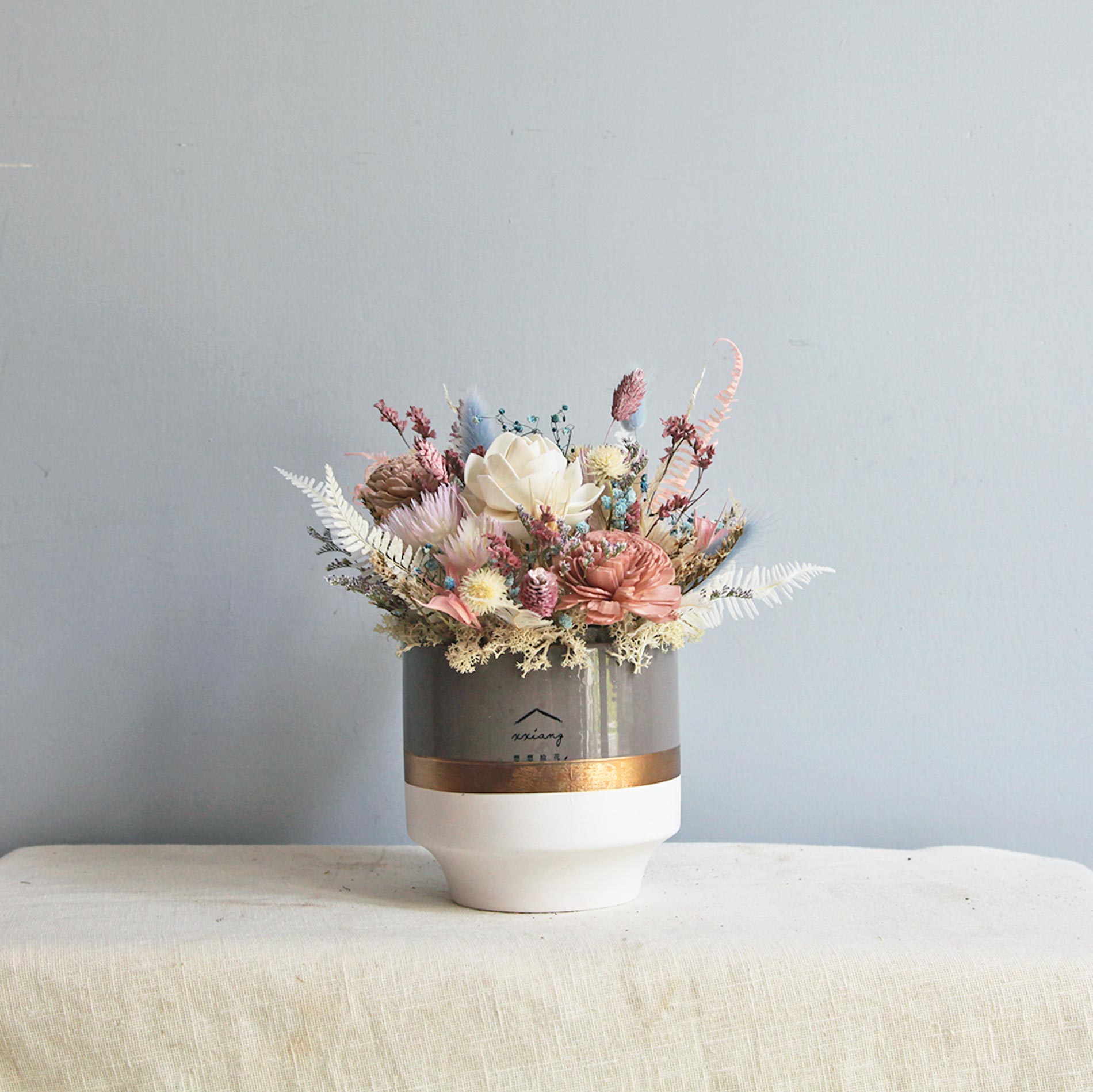 【繽紛的夢幻．盆花花禮】乾燥花｜可來訊客製