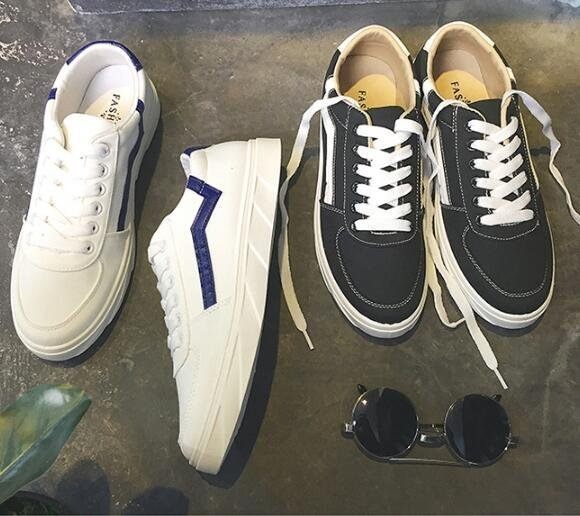 FINDSENSE MD 日系 流行時尚 潮 男 透氣 杠條 帆布鞋 學生板鞋