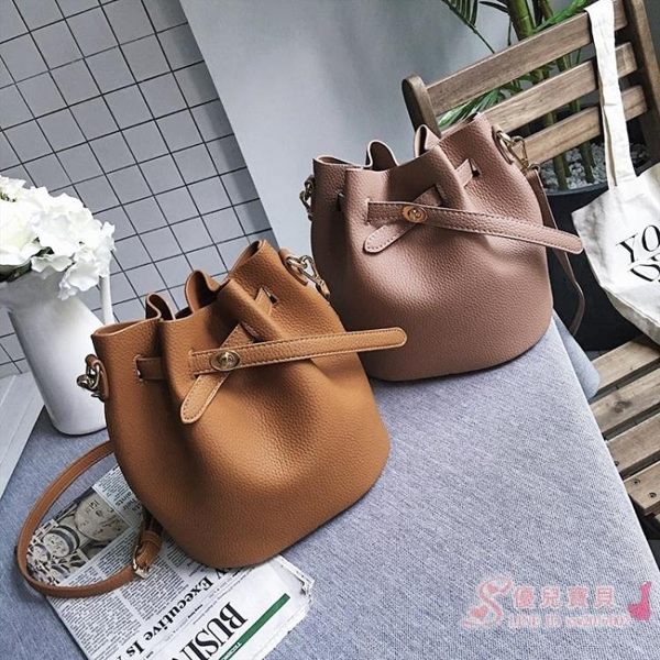 售完即止-購物袋大包包水桶包女簡約百搭肩背包撞色正韓手提包女包庫存清出（8-3T）