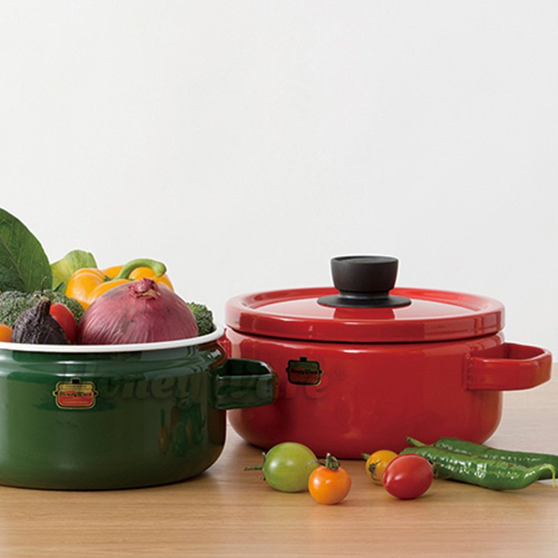 【FUJIHORO富士琺瑯】18cm雙耳附蓋琺瑯鍋(2.2L)