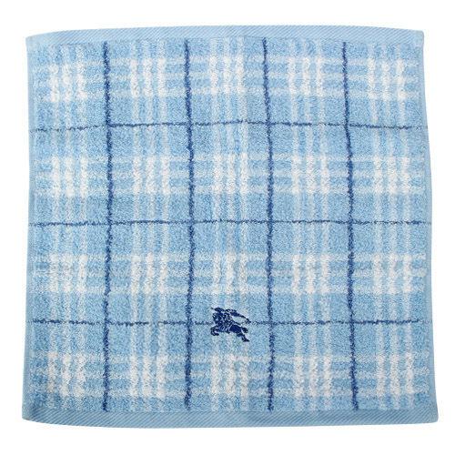 BURBERRY 格紋100%棉質方巾(水藍色)081007