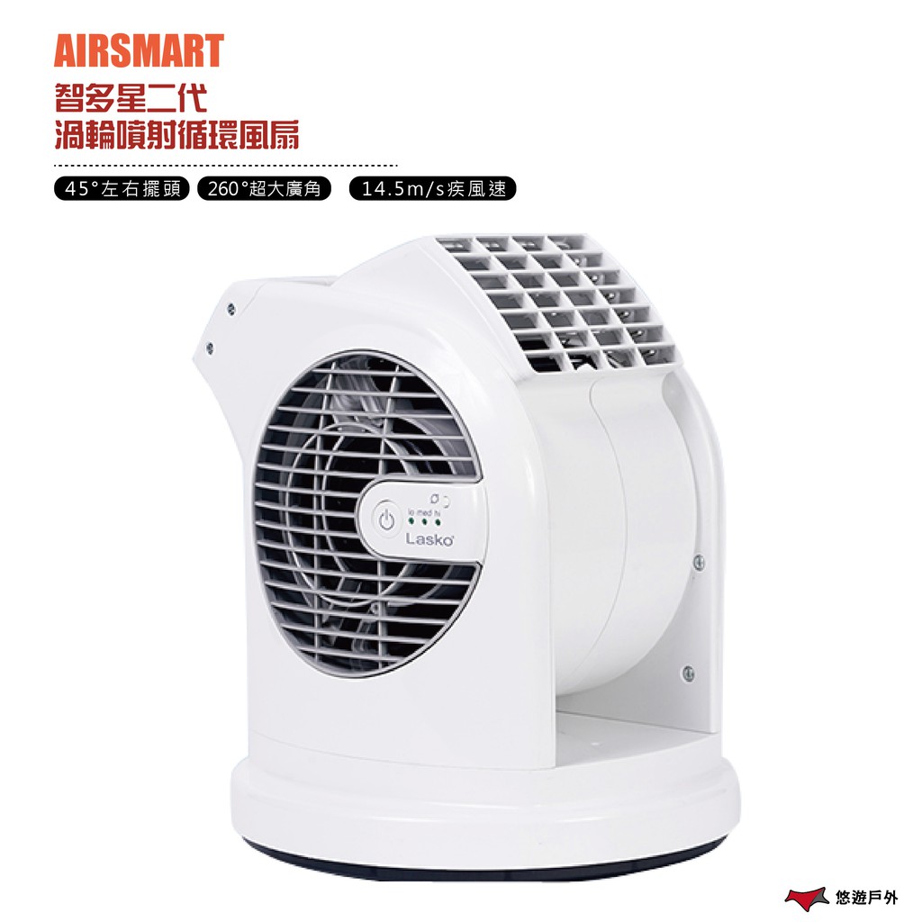 【悠遊戶外】LASKO 智多星二代 智多星升級第二代 ⭐45度左右擺頭，急速通風範圍廣 ⭐最大風速達到14.5m/s 現貨到達悠遊戶外嘍～ ------------------------------