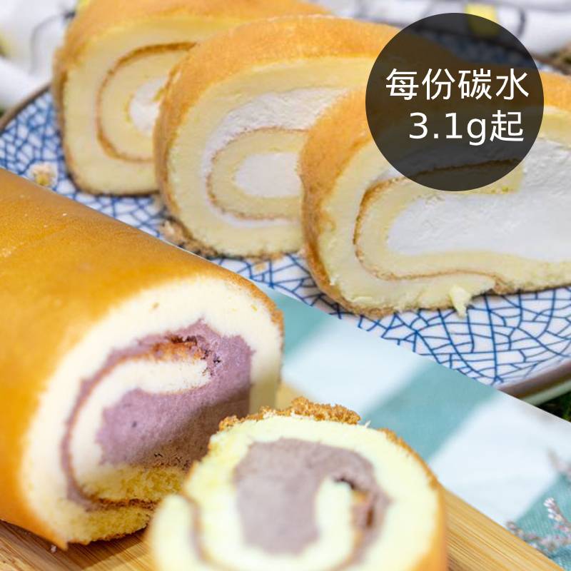 ．原味 每份 碳水 3.1g ｜熱量 249.5 kcal ｜蛋白質 6.1g 巧克力 每份 碳水 3.3g ｜熱量252.9 kcal ｜蛋白質 6.4g．無糖無麩蛋糕基底．適合減肥健身者的甜點．綿