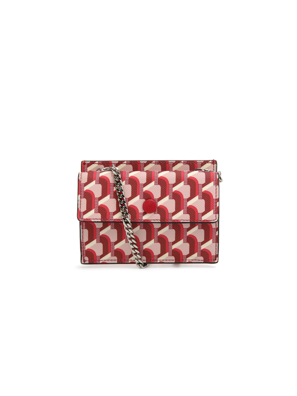 ROSA.K Monogram Chain Cross Card Wallet_Real Red