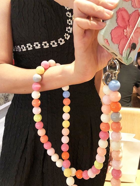 手機掛繩高端女掛脖繩創意圓珠子掛繩結實掛錬斜挎可背斜挎ins網紅手機掛飾 果果輕時尚