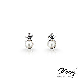 ◆材質 : 925純銀,外精鍍18K金,4mm天然珍珠 n◆顏色 : 白K金