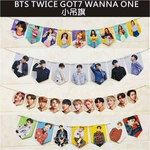【現貨】BTS TWICE GOT7 Wanna One雙面寫真吊旗 海報裝飾附麻繩E751【玩之內】韓國