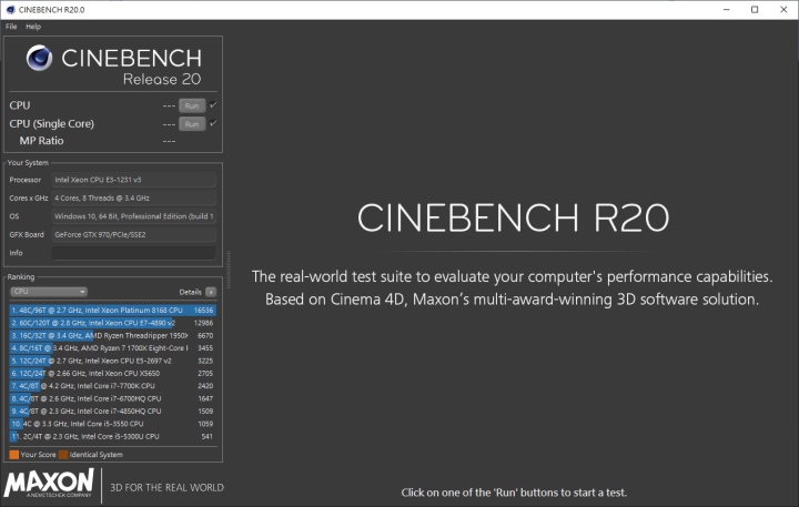 Cinebench R20測試軟體全新登場，加重負荷更適合操爆旗艦電腦