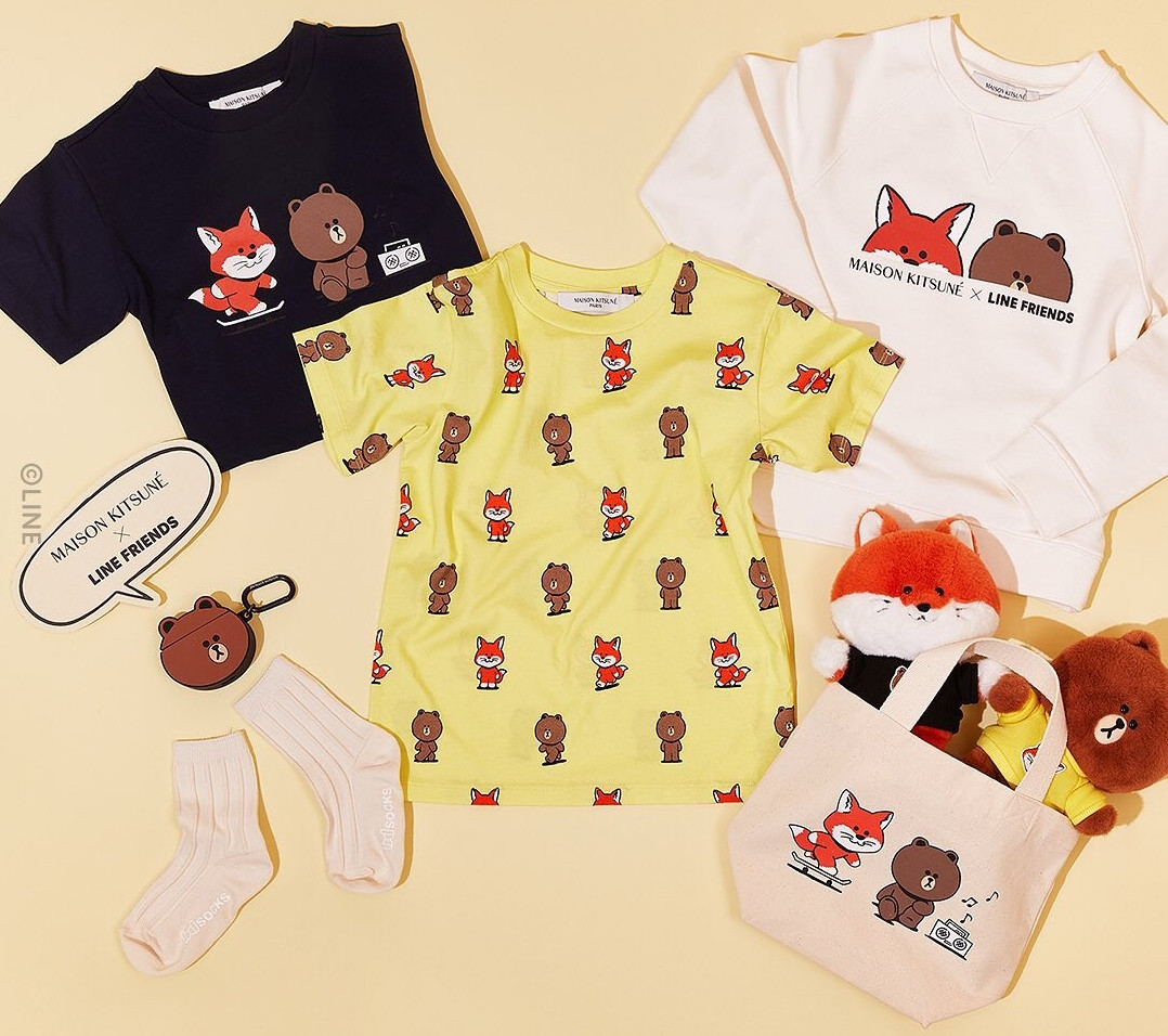 LINE FRIENDS X MAISON KITSUNÉ聯名登場！圓滾滾小狐狸周邊超可愛，免費貼圖手刀下載 | LINE購物