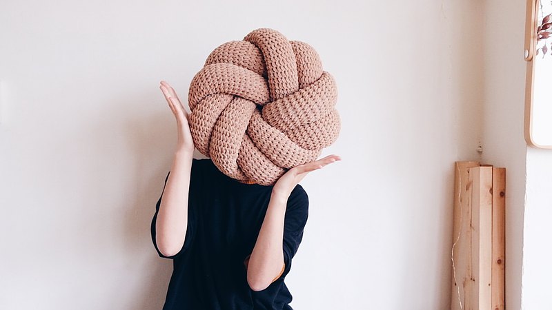 材料包 療癒毛線編織 奶油曲奇餅抱枕 居家手作體驗 影片教學