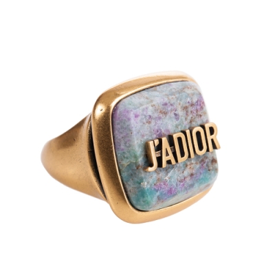 DIOR 新款復古仿石「J ADIOR」英文字母個性戒指 (灰色/52)