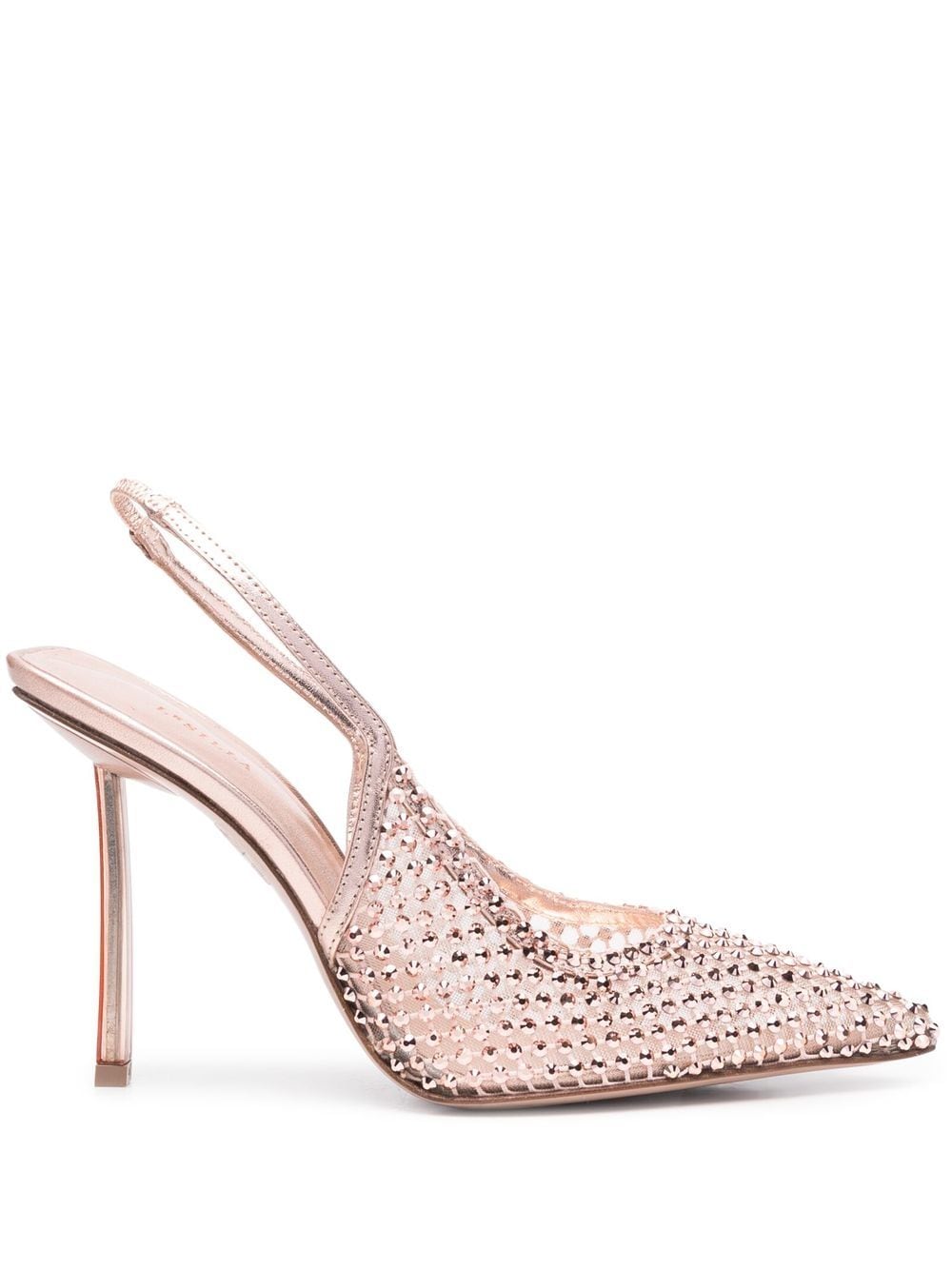 Le Silla - rhinestone-embellished 100mm mesh pumps - women - Fabric/PVC/Rubber/Calf LeatherCalf Leather - 38 - Pink