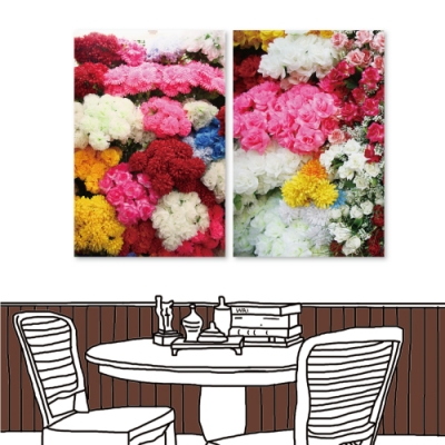 美學365 二聯式 無框畫掛畫 40x60cm- 花卉 花牆
