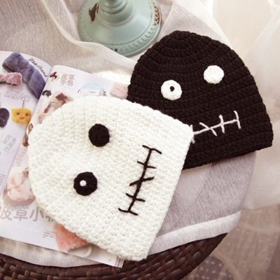 針織毛帽-韓版個性搞怪表情女毛線帽2色[時尚巴黎]