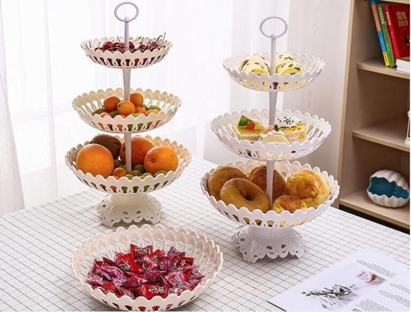 水果盤三層水果盤客廳創意家用歐式簡約現代個性創意塑料干果盤盆水果籃 晴天時尚館
