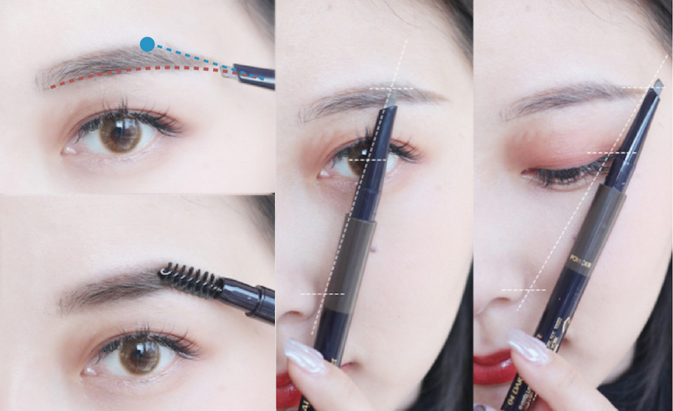 吳謹言畫眉Step1：眉粉填滿眉毛空隙