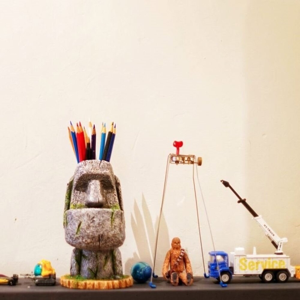 【Love Shop】創意復活島摩艾巨石像收納筆筒/眼鏡架/人臉造型收納盒