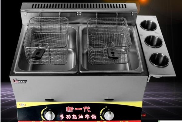 不銹鋼油炸鍋 煤氣單缸雙缸大容量關東煮機器油炸機炸爐燃氣