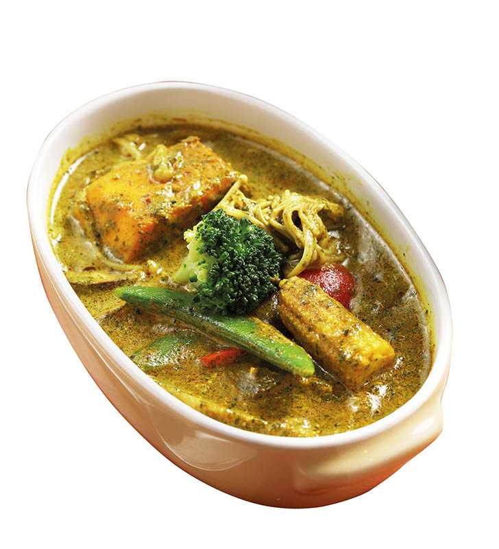 素的「田園綠咖哩」，吃得到品項多元的新鮮蔬菜。（268元）（圖／于魯光）