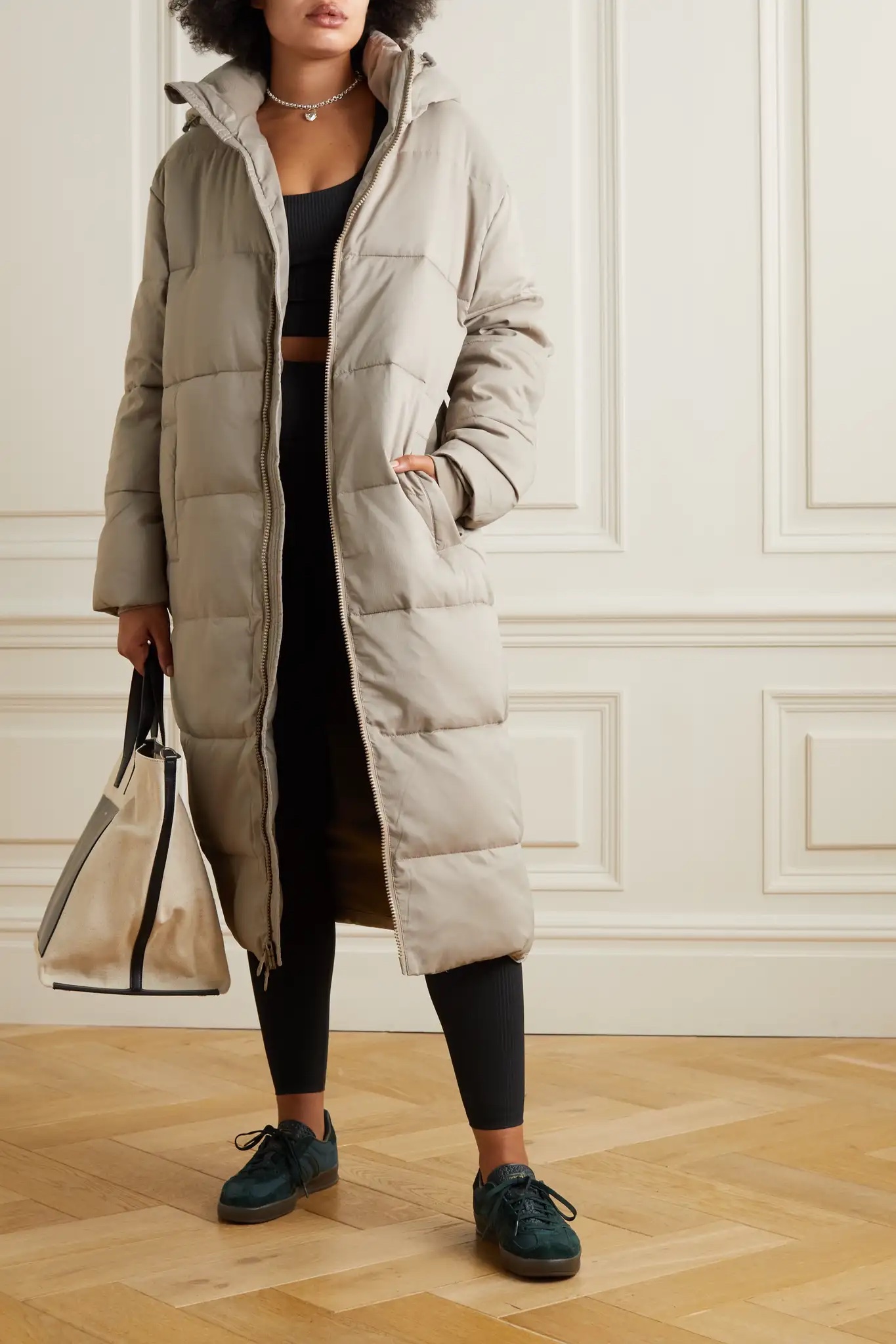 GIRLFRIEND COLLECTIVE Hooded padded recycled shell puffer coat