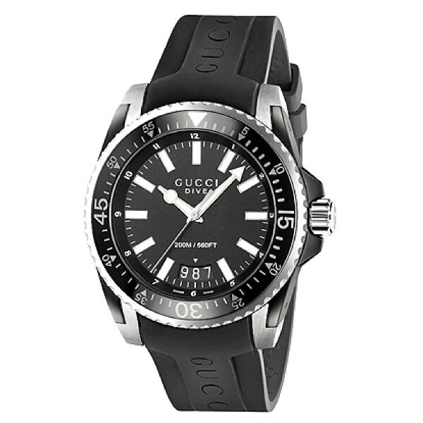 Gucci 古吉YA136204時尚運動潛水腕錶/黑面45mm