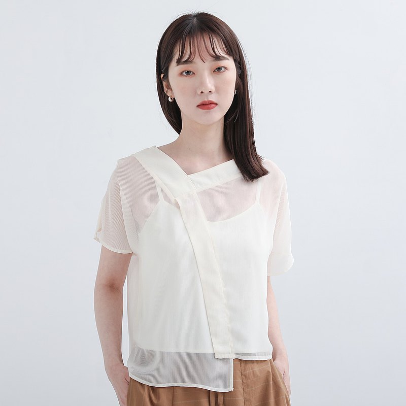 【經典原創】Weiguang_微光造型透膚上衣_CLT014_米白