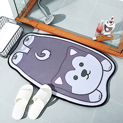 日創優品 加厚動物造型彈性防滑吸水地墊/踏墊 (哈士奇)