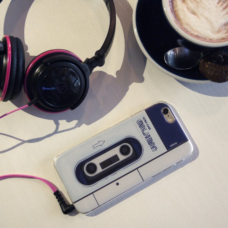 == 藍色隨身聽圖案 iPhone X, iPhone 8, iPhone 8 Plus, iPhone 7 case, iPhone 7 Plus case, iphone 6/6S , iphon