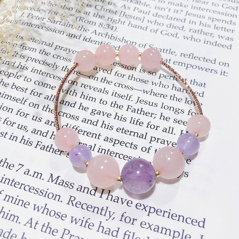 粉晶 紫水晶 愛情運 天然石 彈力 手鈪 手鏈 手鍊 手環 客製化