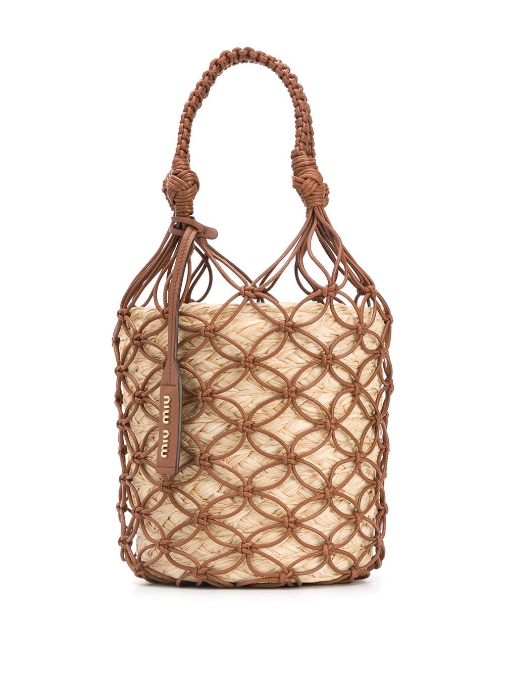 Miu Miu - netted straw bucket bag - women - Leather/Straw - One Size - Neutrals