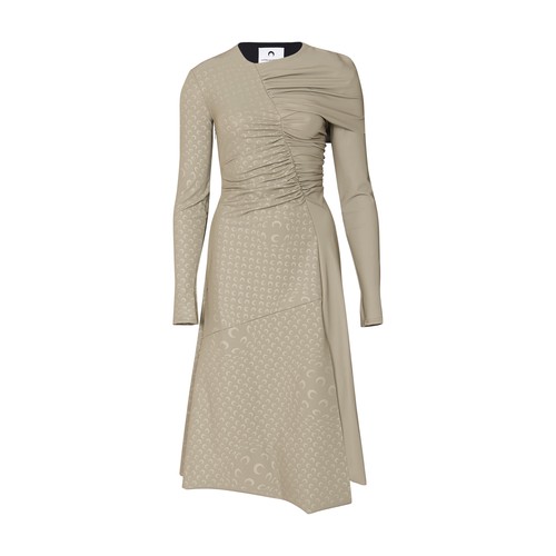 The graceful half-moon pattern is infinitely repeated on this elegant wrap dress. The Marine Serre f