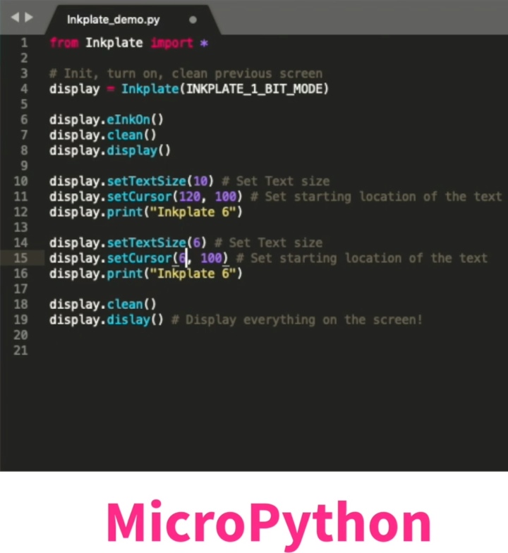 Inkplate 6也支援MicroPython程式語言。