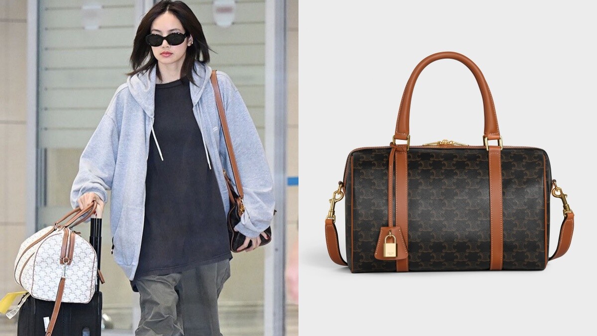 BLACKPINK Lisa：CELINE TRIOMPHE CANVAS波士頓手袋