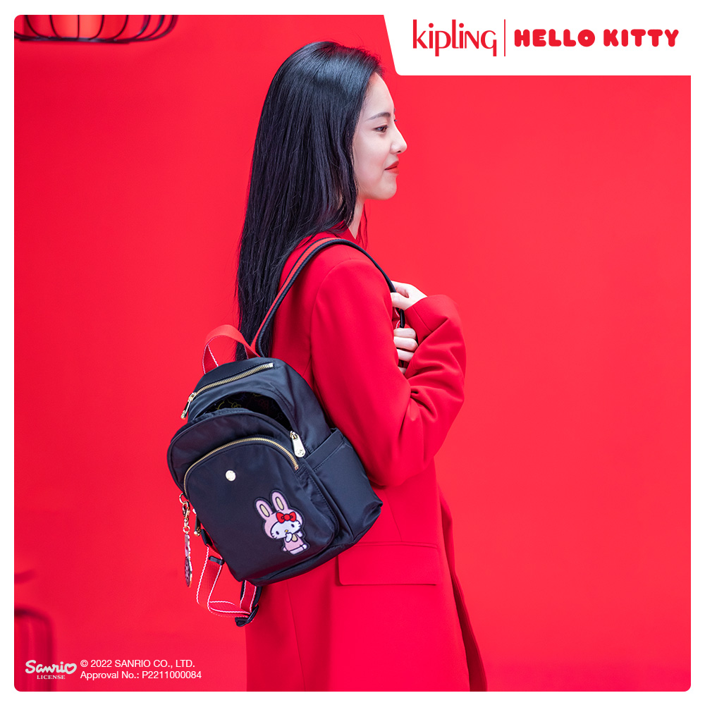 Kipling x HELLO KITTY福兔限定系列招財好運兔拉鍊式小巧收納後背包-DELIA MINI