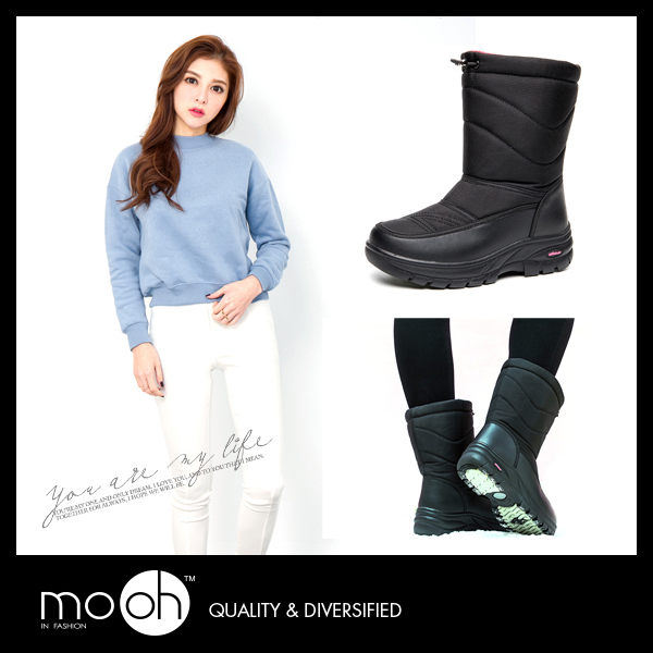 防水雪靴 保暖輕量羽絨雪地中筒靴 mo.oh (歐美鞋款)