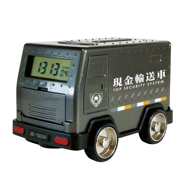 【日本正版】現金運鈔車 存錢筒 小費盒 儲金箱 運鈔車存錢筒 密碼鎖存錢筒 時鐘 鬧鐘 友愛玩具 - 681978