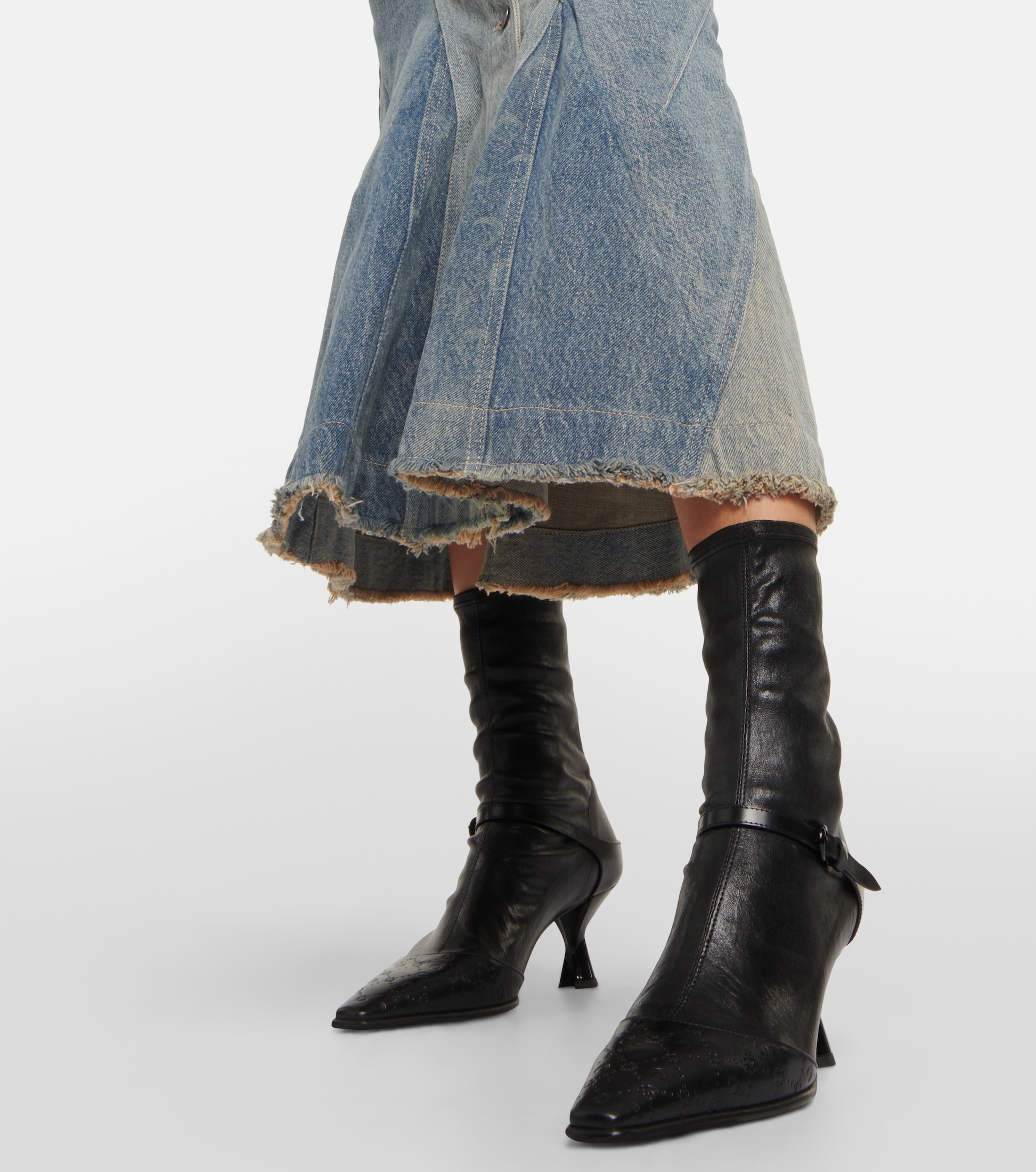 MARINE SERRE Leather ankle boots