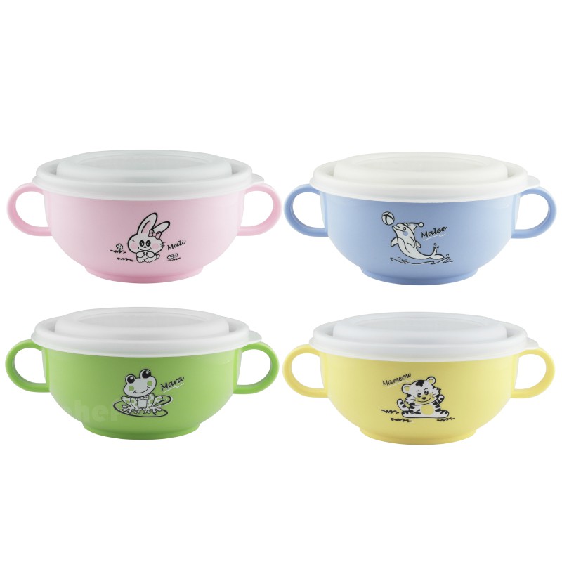 ZEBRA斑馬牌兒童碗雙耳隔熱碗11cm附湯匙上蓋-大廚師百貨