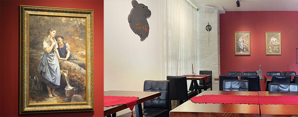 餐廳內以克羅埃西亞國旗上的紅、白兩色為主調，牆上掛畫為克羅埃西亞著名畫家Vlaho Bukovac的作品，繪風簡單典雅，呈現與家人好友聚會的輕鬆氛圍。(攝影/Carter)