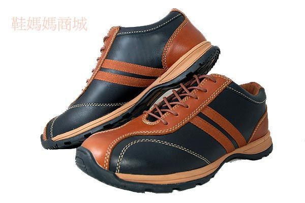 【鞋媽媽】[男]美國AE多功能休閒運動鞋*黑棕配色二織帶*ae092