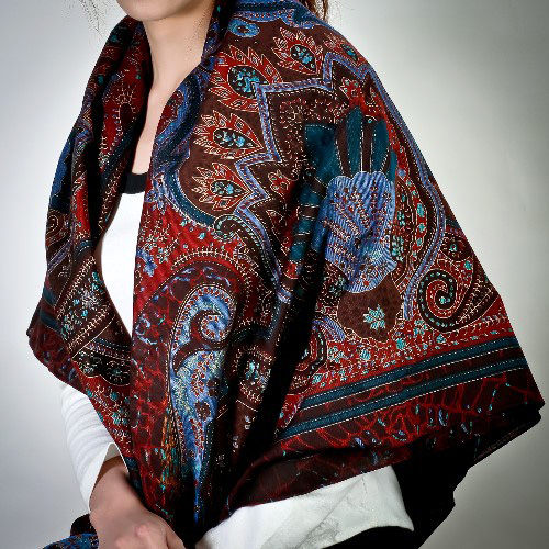 Christian Dior 時尚華麗大披肩絲巾(暗紅)179015