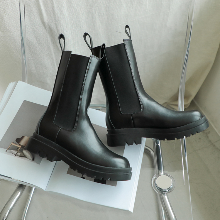 加厚鞋底切爾西中筒靴