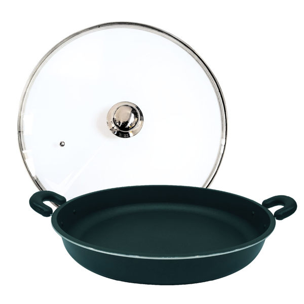 派樂嚴選 遠紅外線料理盤超大煎烤盤40cm含玻璃鍋蓋 烤肉盤 炒鍋 煎鍋 中秋烤肉