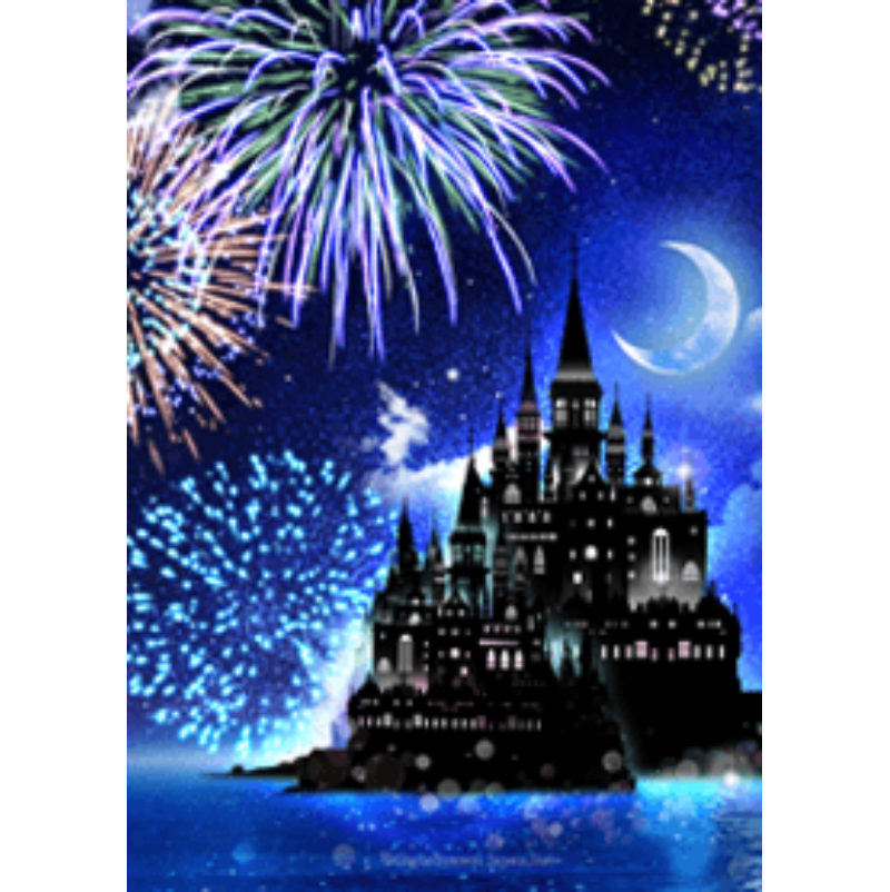 Fireworks and old castle