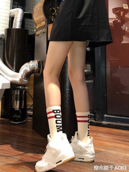 男女士情侶款個性歐美潮襪薄款日系街頭滑板中長筒青木鋪子